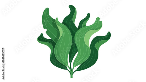 Vibrant Abstract Green Plant Foliage with Wavy Leaf Shapes and Subtle Texture