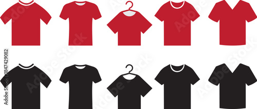 Black & White T-Shirt Template Vector Set.