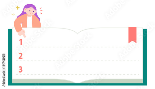 優先順位をチェックする女性の見出し用イラスト