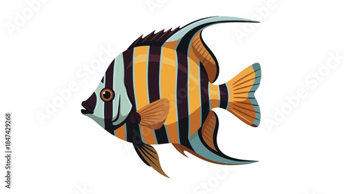 Vibrant Coral Reef Dweller With Striking Orange and Black Patterns Gracefully Posed