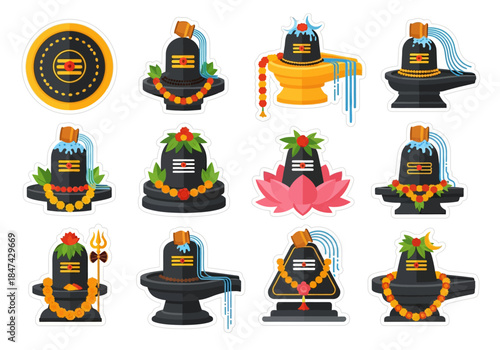 Collection of Artistic Hindu Shiva Lingam Illustrations