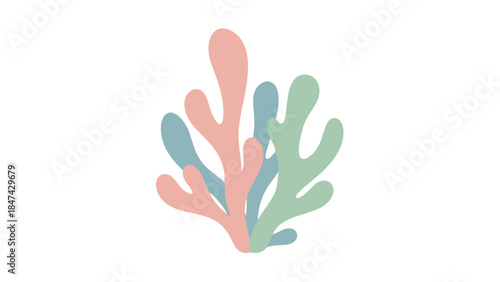 Delicate abstract forms reminiscent of underwater flora in soft pastel hues evoking tranquility and natural beauty