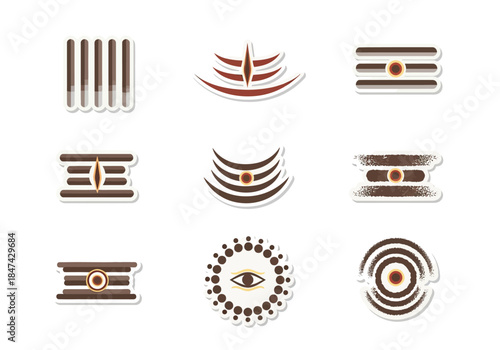 Collection of spiritual Hinduism Tilak symbols for worship icons