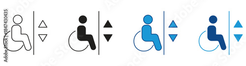 Elevator accessibility icon Set Multiple Style Collection. Vector illustration.