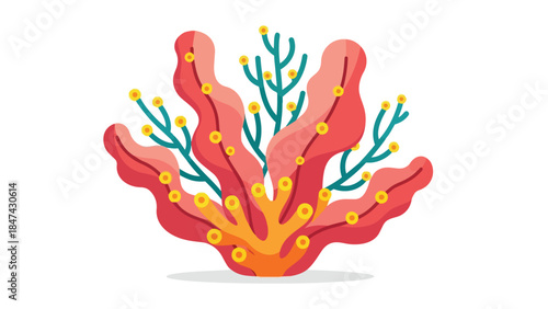 Vibrant, stylized illustration of aquatic flora showcasing coral reefs vibrant hues and unique shapes for marine themes