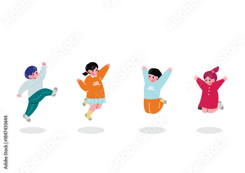 ジャンプする子供達