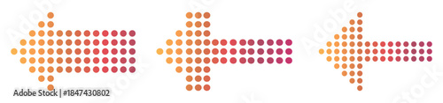 Dotted arrow icon set. Vector isolated elements. Arrow halftone effect. Gradient dot vector isolated elements. Vector illustration.