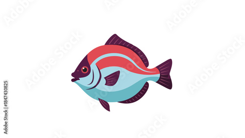 Vibrant Aquatic Life A Whimsical Illustration of a Stylized Fish in Striking Colors