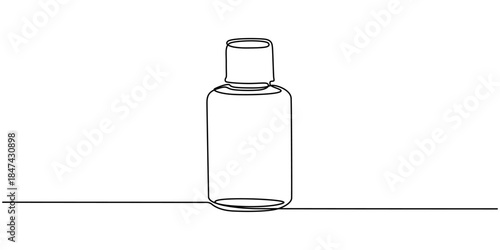 Mouthwash in one continuous line. One line drawing, minimalism. Vector illustration, mouthwash pro vector concept. mouthwash bottle, Dental care products, Dispenser Bottle with Liquid white background