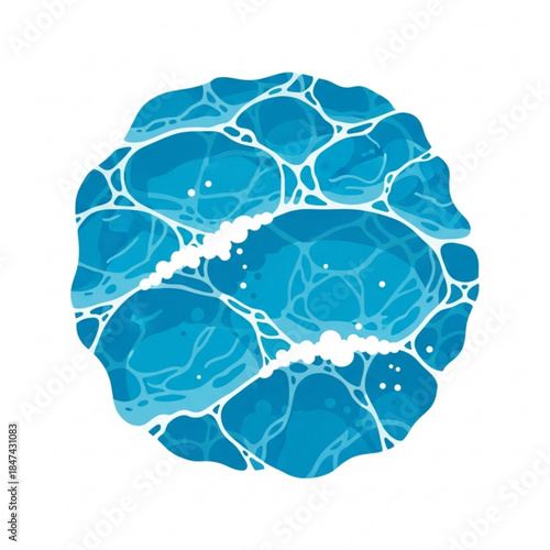 Abstract blue water surface with light reflections a circular ripple pattern for summer concepts isolated on white background