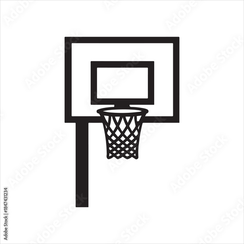 Isolated Basketball Hoop Silhouette on White Background for Sports and Recreation Themes Graphic Element Design Template