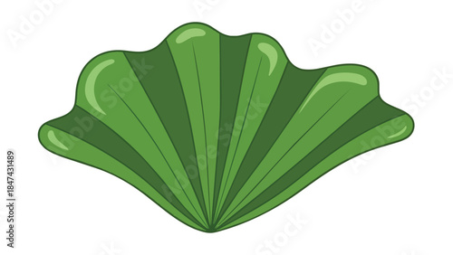Vibrant Emerald Fan-Shaped Leaf with Smooth Curves and Deep Veins