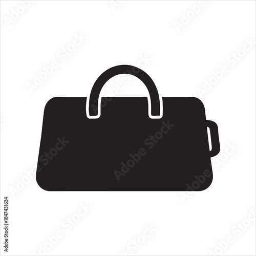 Simple Black and White Vector Illustration of a Stylish Handbag Perfect for Fashion Design or Travel Concepts with Clean Lines