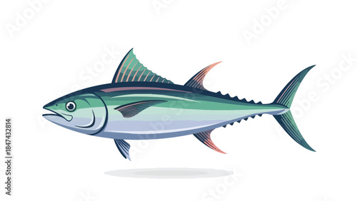 Vibrant illustration of a striking bluefin tuna with sleek lines and dynamic fins, perfect for aquatic themes