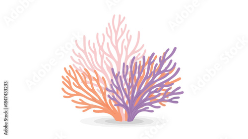 Vibrant underwater coral reef branches in harmonious pastel hues of pink orange and purple