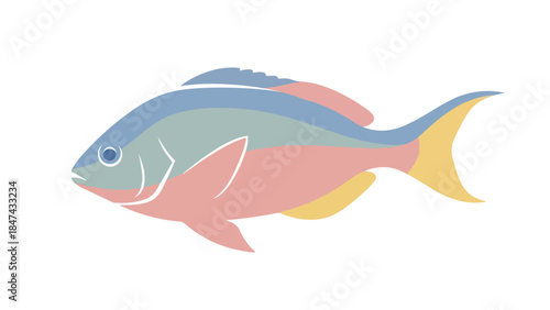 Stylized Aquatic Dweller in Pastel Hues Depicting Gentle Movement and Serenity