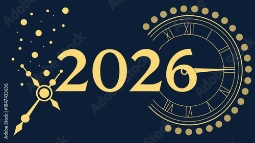 Celebrating the New Year 2026 with Elegant Clock Design and Festive Decoration, Expressing Hope and Anticipation for a Bright Future Ahead