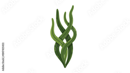 Intertwined verdant fronds forming an elegant organic abstract shape against a stark white background