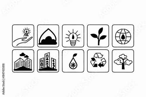 Sustainable investing icons for environmental rating