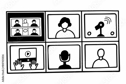 Video conference with multiple participants on screens