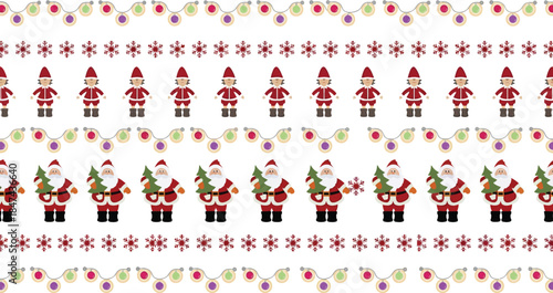 Christmas pattern with santa claus figures and decorations