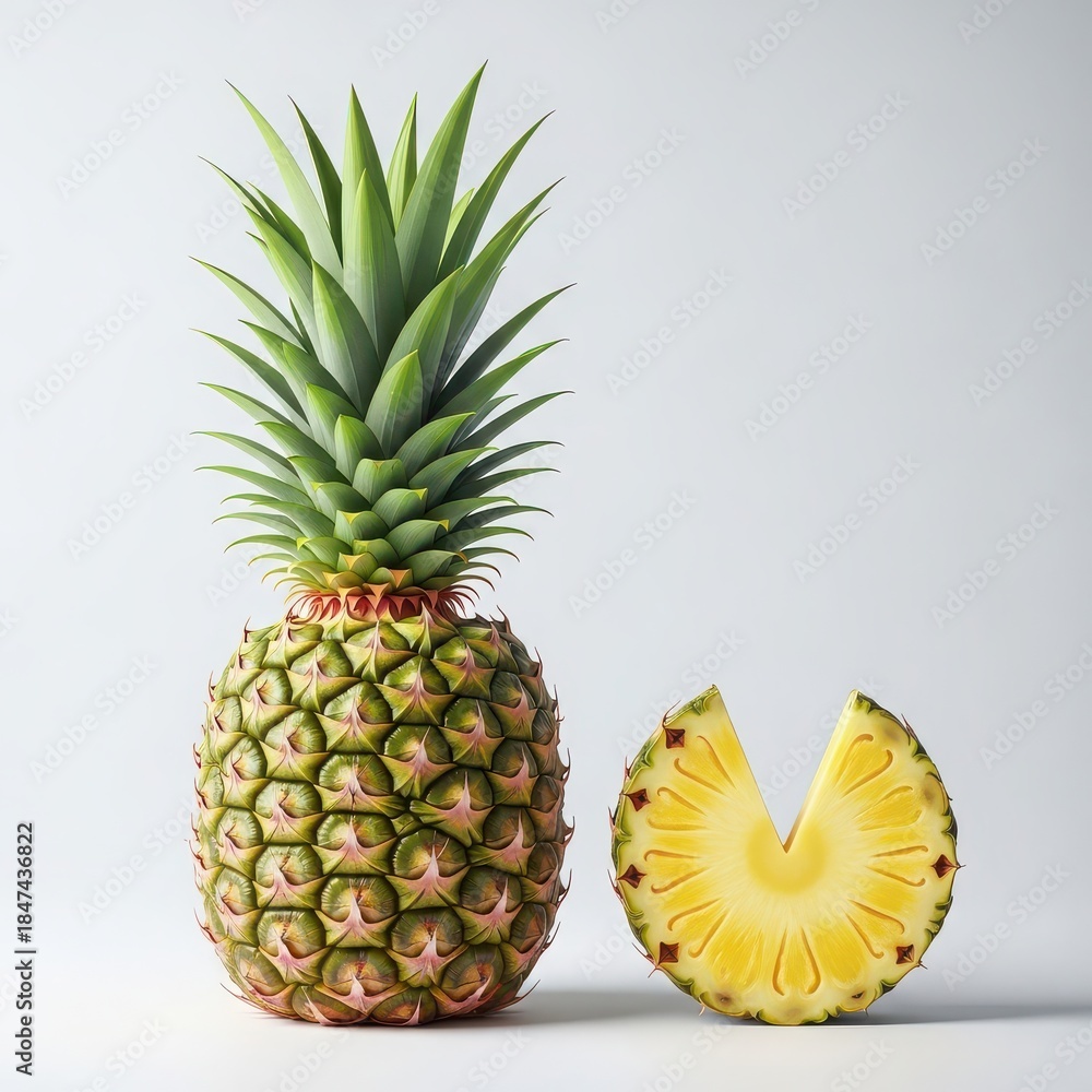 Fototapeta premium Fresh pineapple with slice