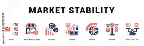 Market Stability Modern and clean web banner illustration featuring thematic icons for visual communication