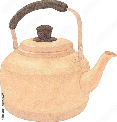 Watercolor Illustration of a Tea Kettle