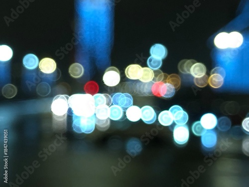 abstract background of bokeh lights in cool tones