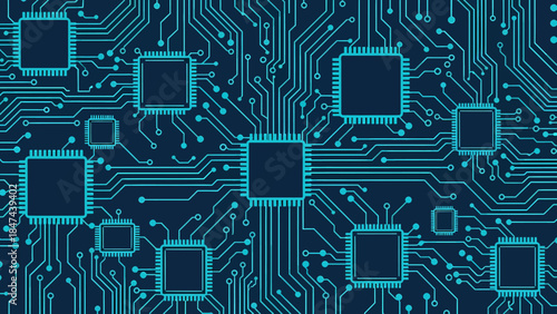 Circuitry Innovation: A detailed view of a cutting-edge printed circuit board, highlighting the intricate network of electronic components. Perfect for showcasing technological prowess and innovation.