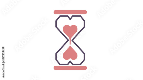 Minimalist Heart and Hourglass Symbolizing Love and the Passage of Time