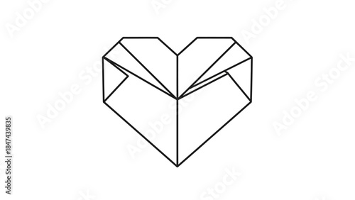Minimalist Heart Shape Illustration Created with Geometric Lines and Wireframe Design