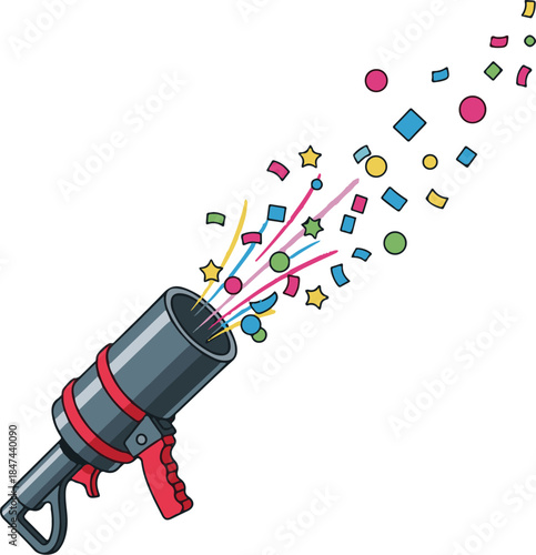 Celebrate the New Year with a burst of vibrant confetti from a festive party popper, bringing joy and excitement to any special occasion or event
