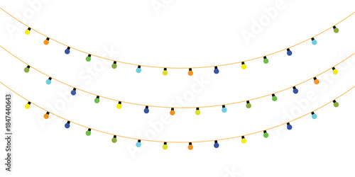 Colorful string lights garland festive decoration for parties and holidays EPS vector