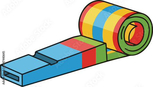 Vibrant party blower illustration ready to celebrate the arrival of the New Year with joyous sound and festive spirit, symbolizing happiness and excitement