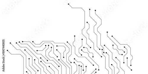Circuit board digital abstract background. Motherboard technology texture design. AI semiconductor and computer processor on tech bg. Vector illustration