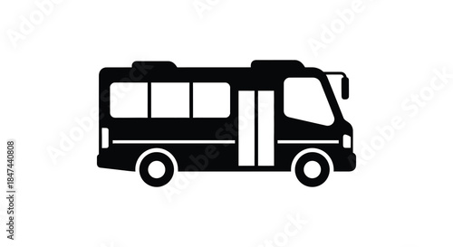 A simple black and white depiction of a recreational vehicle commonly known as a campervan silhouette