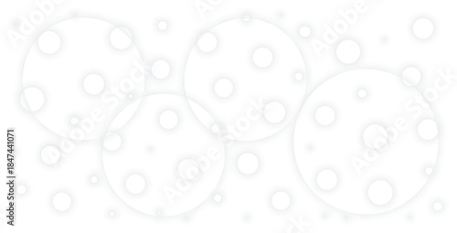 Abstract background of overlapping white circles with smaller dots representing a minimalist clean and modern design element for digital or print media EPS vector