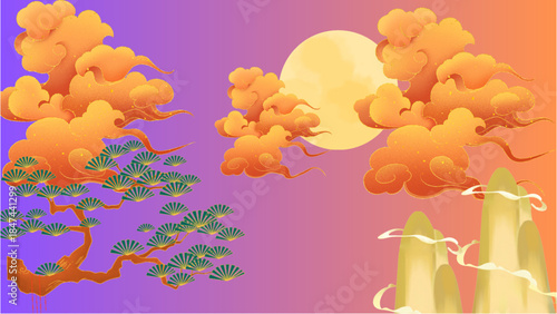 chinese new year autumn tree in the park