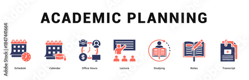 Academic Planning Modern and clean web banner illustration featuring thematic icons for visual communication
