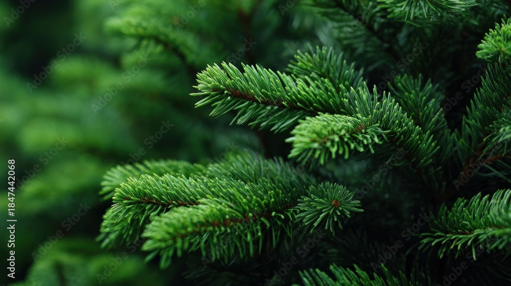 Obraz premium Close-up of lush green pine needles, showcasing vibrant foliage and natural texture, ideal for nature enthusiasts and botanical studies.