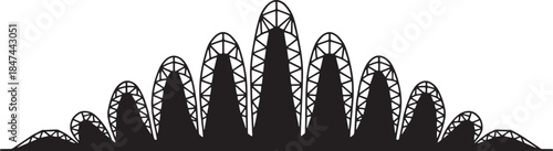 Black silhouette of dome structures arranged in semicircle shape with patterned exteriors