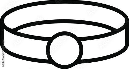 Simple Pet Collar Icon Outline, Minimal black outline icon of a pet collar with round tag, suitable for dog, cat, veterinary, pet care, and animal branding designs.

