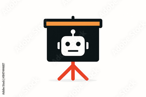 Vector illustration of projector or presentation board with cam. Symbol of movie, cinema premiere. new