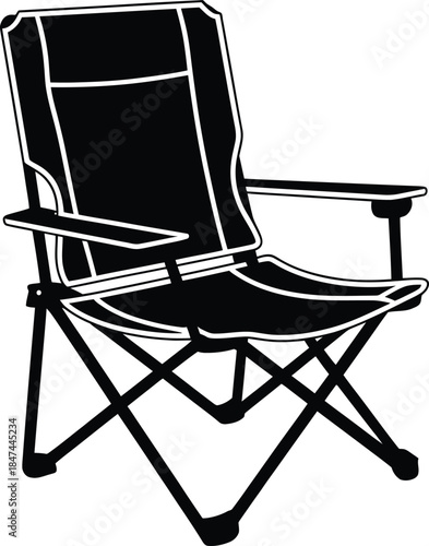 Black folding chair with armrests