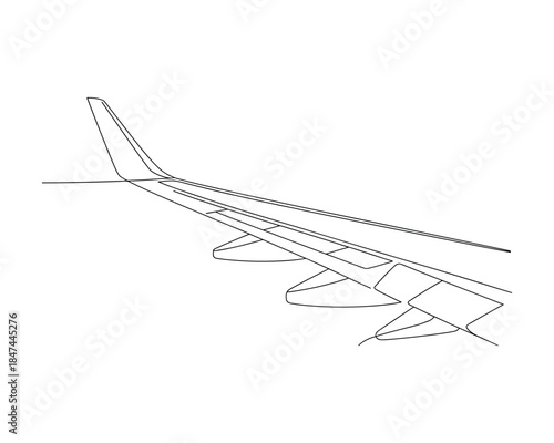 Detailed drawing of an airplane wing with flaps and ailerons