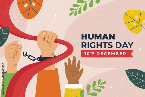 Human Rights Day illustration symbolizing equality, freedom, justice, and social awareness for global human rights campaigns.