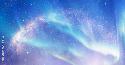 Our galaxy is Milky way spiral galaxy with aurora borealis © muratart