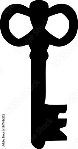 Ornate Key Icon – Minimalist Symbol of Secrets, Access, and Vintage Elegance for UI and Graphic Design