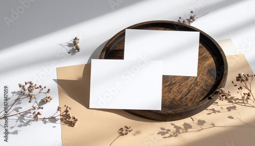 Blank Cards Mockup with Flowers